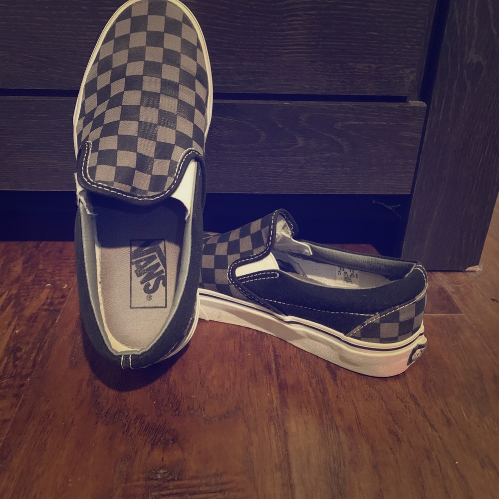 Vans checkered canvas slip on's